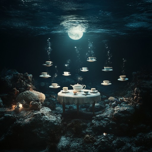 A soothing yet bizarre instrumental that fuses the calm of underwater ambiance with the mysterious allure of lunar soundscapes, inviting listeners to a surreal moonlit gathering beneath the waves.