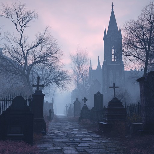 An instrumental piece driven by haunting melodies and tense undertones, creating a brooding and eerie ambiance. Deep basslines and atmospheric synths envelop the listener in a shadowy soundscape, reminiscent of a fog laden cemetery at dusk.