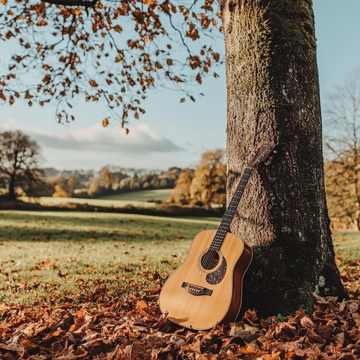 An instrumental folk rock track featuring soothing acoustic guitars and subtle percussion, painting a musical picture of the calm and beauty of autumn landscapes. The melodies gently weave through the harmonies, reminiscent of peaceful walks among the falling leaves, stirring feelings of warmth and reflection.