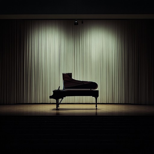 A soothing piano piece that gently resonates through an empty theater, enveloping the listener in a peaceful ambiance reminiscent of quiet moments before a performance.