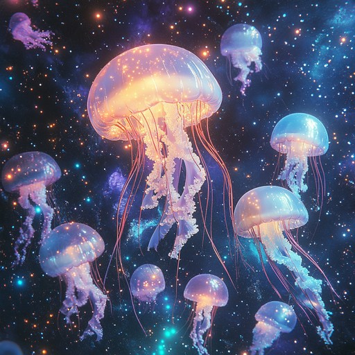 An instrumental piece blending ambient space sounds with underwater echoes, creating a surreal voyage where jellyfish float among stars. The theremin weaves through layers of sound, evoking wonder and otherworldliness.