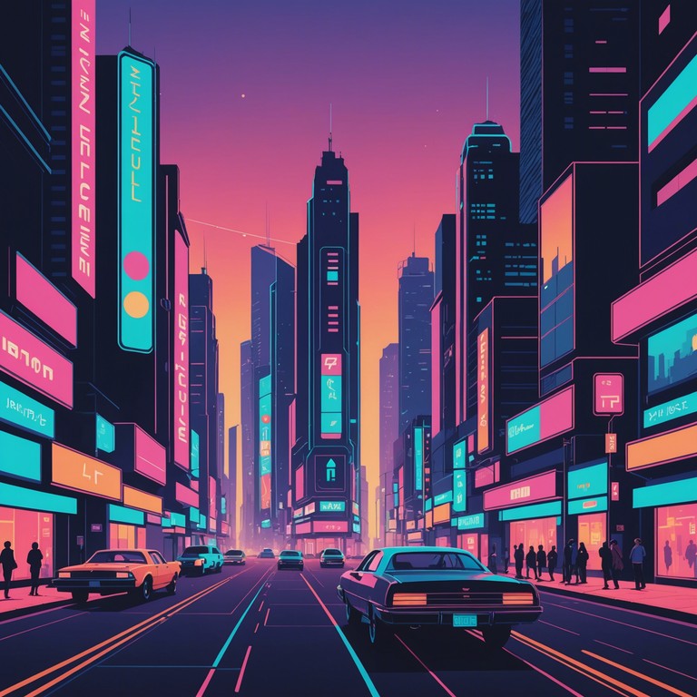 Step into the glowing heart of a city that never sleeps, where each street and shadow pulses with electronic life. The music here molds the neon reality into auditory form, offering a sonic journey through the depths of night.