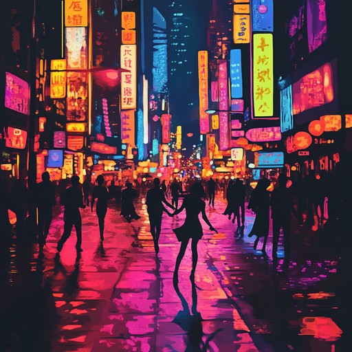 An energetic instrumental k pop track featuring pulsing synths and dynamic rhythms that evoke the exhilaration of dancing beneath shimmering neon lights in a bustling metropolis.