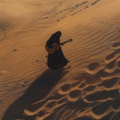 Imagine the eerie calm of a vast desert at night, only disturbed by the soul stirring echoes of an oud that tells stories older than the sand itself. This alternative track delves deeper into the reflective and melancholic aspects, enhancing the sensation of solitude amidst nature's overwhelming grandeur.