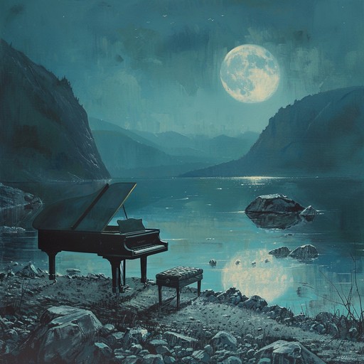 Gentle piano notes weave through the night, painting a serene, reflective, and romantic soundscape that touches hearts and evokes deep emotions. Perfect for a late night moment of introspection and love. This piece speaks to the solitude and beauty found in moonlit evenings and intimate reflections.