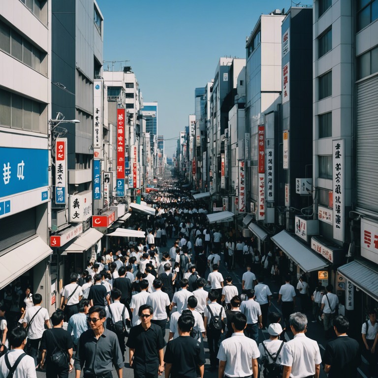 Imagine a serene soundtrack combining the gentle bustle of tokyo with a smooth j pop vibe. The track captures the essence of a midday stroll through vibrant streets, blending traditional japanese instrumentation with modern j pop rhythms to provide a calming yet uplifting experience.