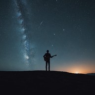 hypnotic guitar rifts beneath starry skies