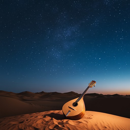 An instrumental track where traditional middle eastern oud plays haunting melodies over contemporary ambient electronic soundscapes, creating a fusion of ancient and modern sounds