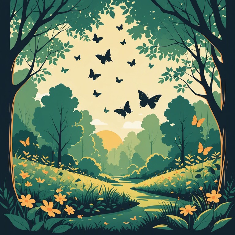 A gentle, flowing melody that recreates the sensation of a serene, sunlit garden, where notes mimic the flittering of butterflies and the rustle of leaves, creating a peaceful and rejuvenating atmosphere