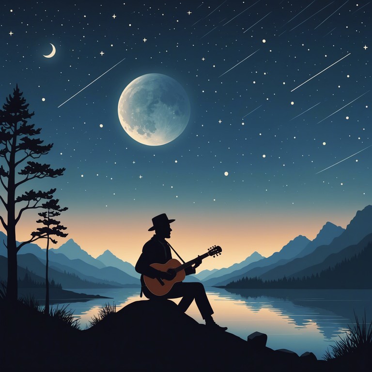 A soothing bluegrass melody reflecting the serenity of a clear night and longing for days past, offering listeners a deeply emotional journey through the subtle plucking of banjo strings in a traditional setting.