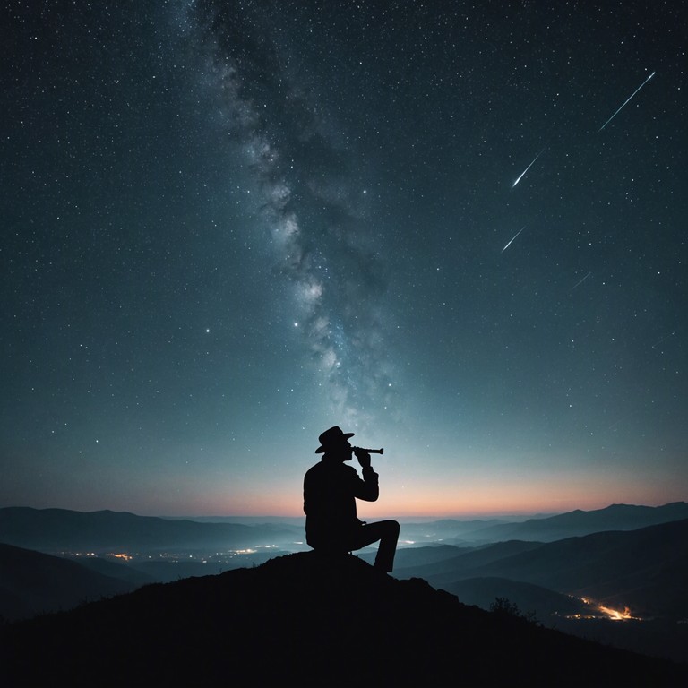 As the night deepens over the expansive and deserted plains, the harmonica's sound intensifies. It captures the haunting beauty of a starlit sky, becoming a voice for the unspoken tales the chill air carries, creating an enveloping sense of eeriness combined with a longing for times past.