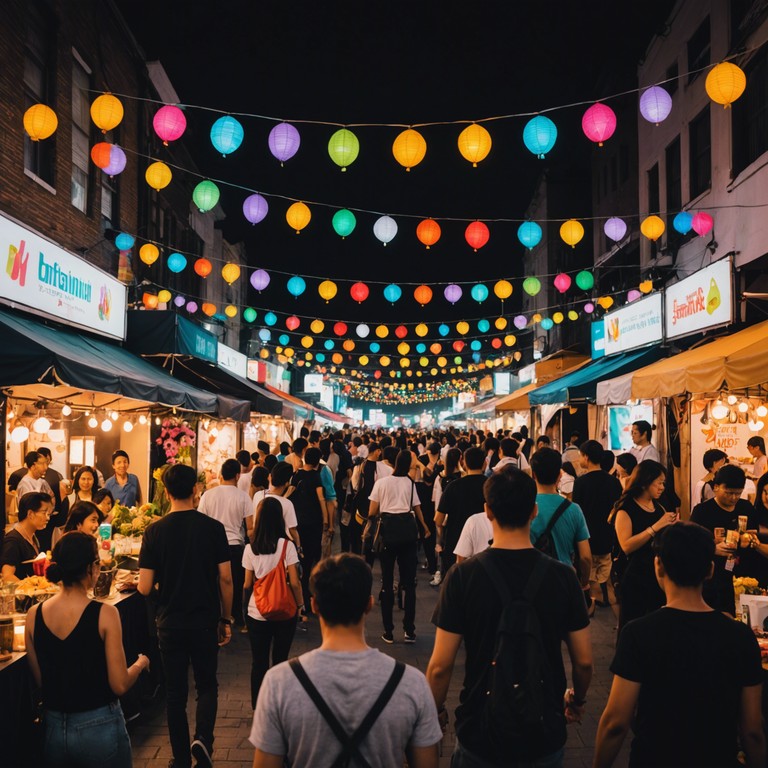 A high energy composition that melds the traditional colombian cumbia with elements of chaotic urban noise and street sounds, capturing the essence of a wild city festival where diverse cultures meet and dance. The track features an auditory landscape full of unexpected sounds, from honking horns to street vendor cries, all set to the hypnotic beat of cumbia.