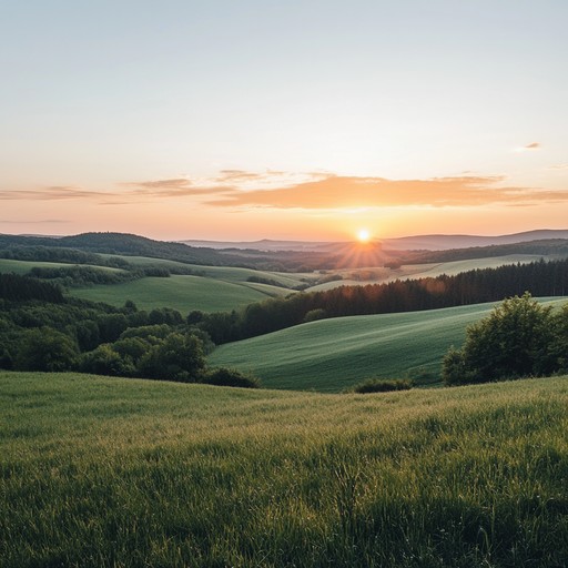 An instrumental schlager piece featuring soothing melodies that capture the serenity of sunset over the german countryside, blending soft harmonies to evoke feelings of relaxation and fond memories