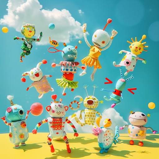 A lively composition featuring playful melodies and bouncy rhythms, evoking the feeling of toys coming to life. Catchy xylophone tunes and vibrant percussion create a fun, animated fantasy landscape.