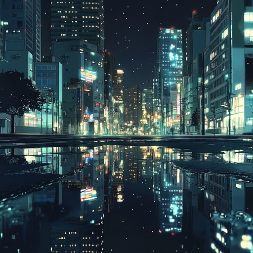 An ethereal and gentle exploration of urban nighttime vibes, featuring dreamlike synths and soft percussive beats that evoke reflections and tranquility amidst city lights