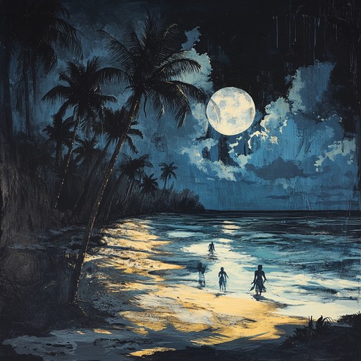 A haunting instrumental calypso piece that weaves eerie melodies with rhythmic steel drums, evoking the atmosphere of a cursed tropical island under a moonless night. The song blends traditional calypso rhythms with dark, sinister undertones, creating an unsettling yet captivating soundscape that transports listeners to shadowy shores where spirits dance.