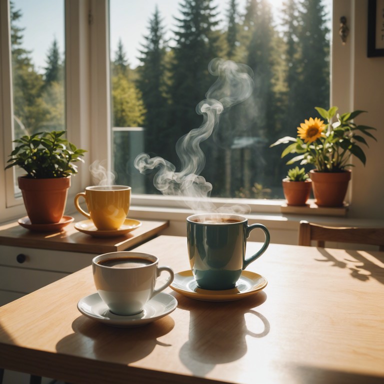 Imagine a peaceful sunday morning; the sun is rising, casting warm glows through your window. As you sip your morning coffee, a gentle swing tune plays, its smooth melodies crafting a serene start to your day. This track captures the essence of a quiet, content morning with its melodic sophistication and soothing rhythms.