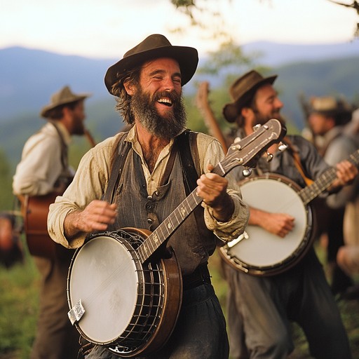 Celebrate triumph with a lively bluegrass tune that features a fast paced, intricate banjo melody, accompanied by energetic fiddles and a steady upright bass. Perfect for capturing moments of victory and joyful celebration, this piece embodies the triumphant spirit with its dynamic transitions and spirited harmonies, evoking imagery of appalachian festivities and highland gatherings.