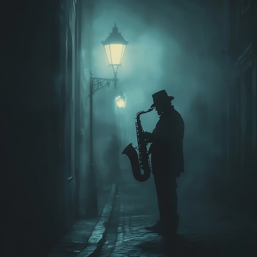 A dark, mysterious fusion of saxophone and piano set in an abandoned alley, enhanced by ghostly ambient layers. Suspense and intrigue build as night sounds create an eerie jazz atmosphere.