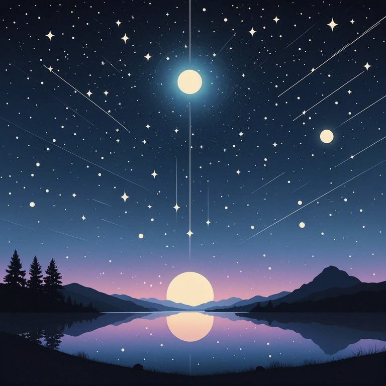 A song crafted to transport the listener to tranquil star lit escapades, where twinkling celestial harmonies meet soft, floating rhythms. Envision a sleepless and peaceful cosmic trek, guided by soothing tones that resonate with the glitter of a night sky.