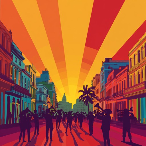 This instrumental mambo track begins with gentle percussion imitating the first light of dawn in havana, gradually building with layers of vibrant trumpet and piano melodies that capture the awakening city, culminating in an energetic rhythm that reflects the bustling streets filled with life and color.