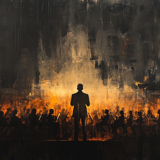 A neo romantic symphony with building orchestral tension, masterfully blending strings, woodwinds, and brass with intricate percussive elements, evoking a sense of looming mystery and thrilling alarm