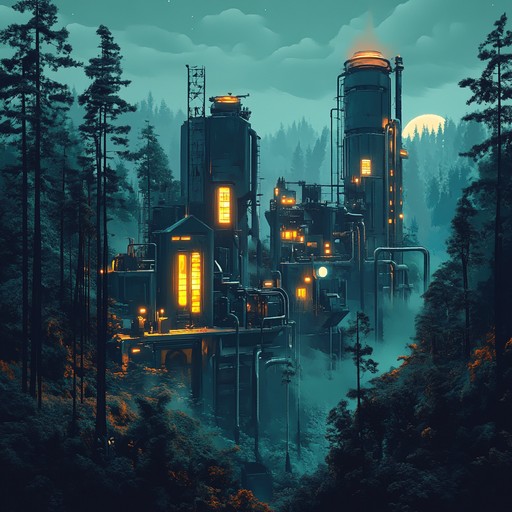 Ethereal echoing rhythms blend with mystically charged industrial rock, creating a track that pulses with mechanical life and otherworldly ambiance. Distorted guitars and atmospheric synth layers weave through a haunting, dynamic landscape, evoking deep intrigue and eerie beauty.