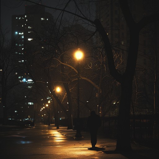 An introspective instrumental capturing the essence of solitary night walks, echoing with the soft touch of a piano under dim streetlights, evoking feelings of past love and nostalgia.