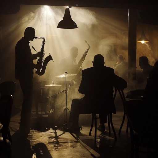 Transport yourself to a 1940s jazz club with a gripping swing tune, where dark saxophone melodies intertwine with suspenseful rhythms. The air is thick with intrigue as whispers of secrets and shadows fill the smoky room.