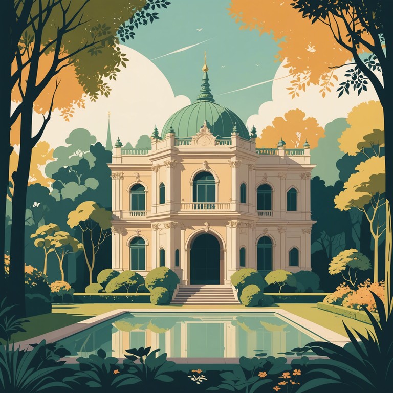 In the heart of an ancient palace's springtime garden, sweet and slow melodies fill the air as lovers discreetly meet. As if the flowers themselves are listening, each note of the harpsichord sings a serene, yet deeply passionate sonnet of longing and affection, echoing through the corridors of time and history.