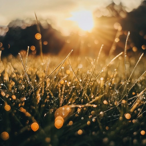 A soundtrack for the soul that captures the essence of a sunrise over a lush meadow, using a gradual build up of harmonious sounds to reflect the slow and majestic rise of the sun.