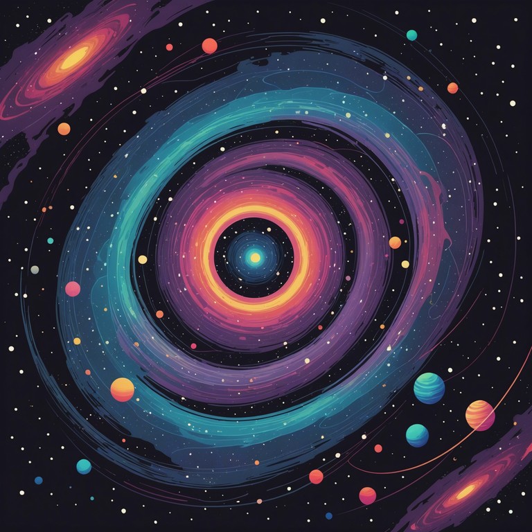 An instrumental track that encapsulates a cosmic journey with echoing guitar solos and vibrant soundscapes, designed to transport the listener through space and time while exploring the depths of mind and universe.