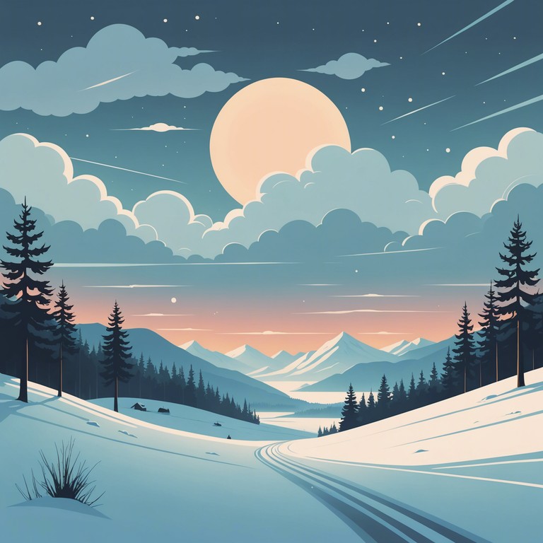 A soothing track featuring gentle melodic sequences that emulate the peaceful, frozen landscapes of winter, ideally savored during quiet holiday mornings. A delicate blending of minimalist piano tones conveys the silent joy and peaceful solitude of a snow covered scene, perfect for slowing down and reflecting during the bustling holiday season.