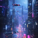 an uplifting cyberpunk instrumental with ecstatic electronic beats and synths.