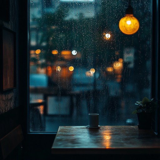 Soulful piano melodies over lofi beats evoke serene moments under rainy midnight skies, perfect for introspection