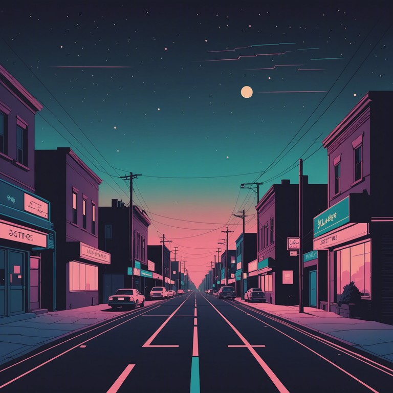 Dive deeper into a calming cyber realm where the soft glow of neon lights bathes the empty streets in tranquility, with layered synths that echo the quiet yet profound existence of a digital landscape.