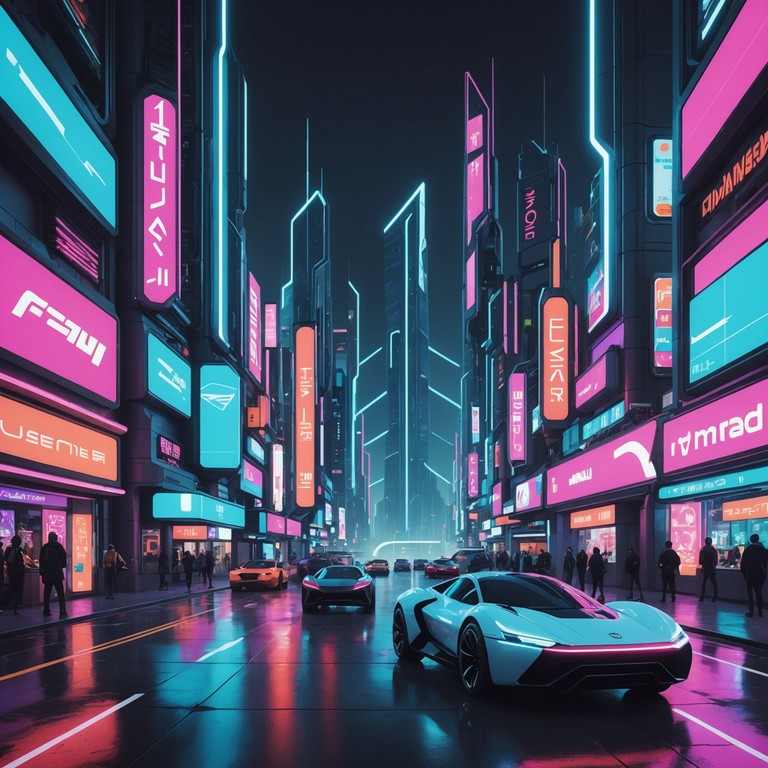 Imagine navigating the neon lit streets of a futuristic cityscape accompanied by a thrilling blend of traditional latin jazz with modern electronic influences, creating an engaging and dance inducing listening experience filled with syncopated rhythms and robotic percussion.