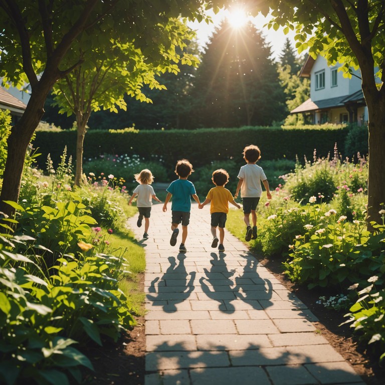 Immerse yourself into the heartwarming sounds of children at play, expressed through playful melodies and light hearted rhythms that capture the innocence and excitement of being young and carefree.