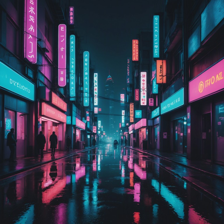 In a futuristic cityscape under a neon glow, a tender yet pulsing cyberpunk themed instrumental plays. This track blends the soft moody tenor of a saxophone with a backdrop of electronic beats and synthesizers, creating a romantic yet edgy atmosphere. The music tells a story of love and longing in a high tech, yet isolated world.