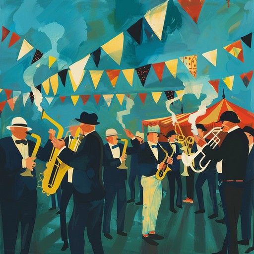 A lively and playful track combining big band jazz with quirky carnival rhythms, perfect for evoking a cheerful and fun atmosphere with a hint of weirdness.