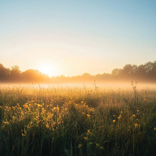 The composition begins with gentle strings that gradually build into a lush orchestral tapestry, painting a serene landscape of a new day dawning over tranquil meadows. Soft woodwinds join, adding layers of warmth and hope, culminating in a harmonious blend that soothes and uplifts the listener.