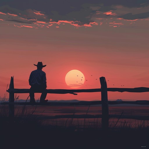 Envision the tranquil moments as dusk settles over the expansive prairie. This gentle instrumental captures the heartfelt essence of a western twilight, blending soft acoustic guitar chords with light, ambient textures and subtle harmonica notes. The composition evokes a sense of calm, nostalgia, and peacefulness, making it an ideal accompaniment for unwinding during the sunset or reflecting on simpler times.