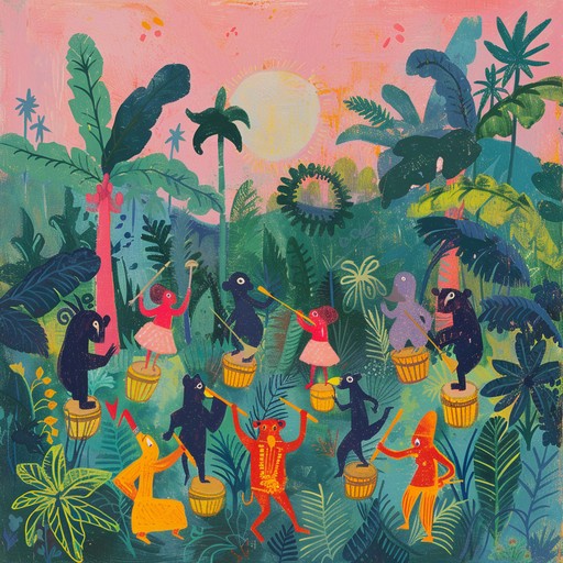 A lively, whimsical jungle beat crafted to excite and entertain. Intricate drum patterns and playful synth lines create a vibrant, energetic atmosphere, perfect for youthful activities or fun scenes. Designed to bring an uplifting, fun filled vibe that's irresistibly danceable.