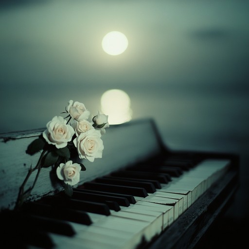 An intimate, piano driven piece conjuring images of a moonlit night. The gentle ebb and flow of the composition embodies the tenderness found in whispered words and lingering glances, with each note painting a vivid story of romantic connection and soulful unity