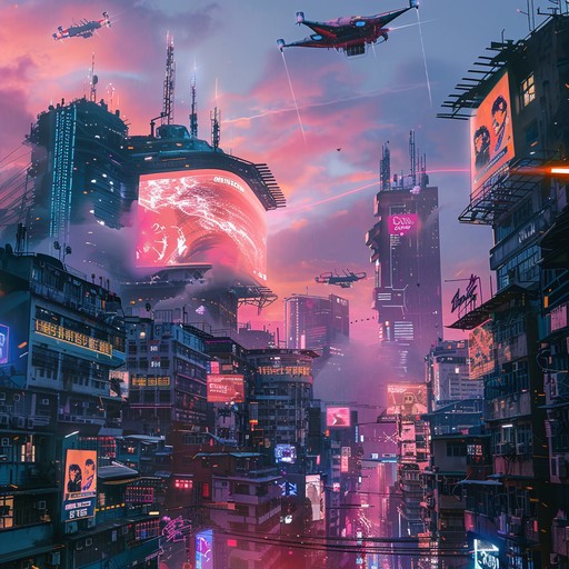 Experience the electrifying tension of a cyberpunk cityscape through fast paced beats and powerful synths. The track takes you on a rebellious journey through neon streets, with raw energy and futuristic sounds painting the narrative of a high tech uprising.