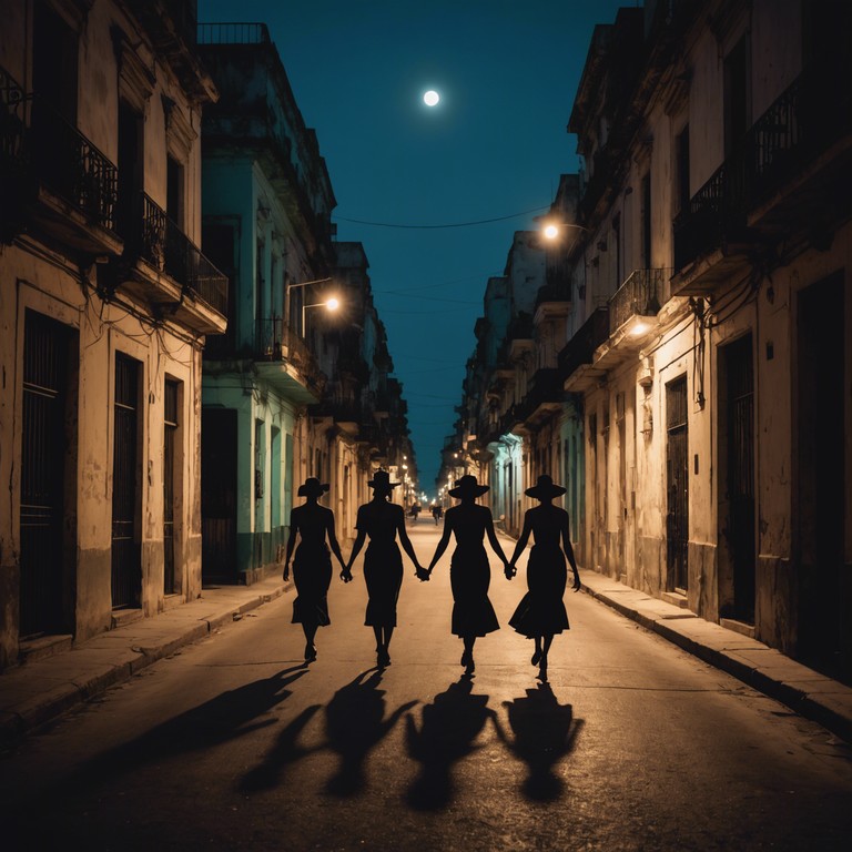 Imagine the streets of havana at midnight, alive and pulsating with energy as the music captures the dual essence of elegance and tension, through interplaying the sharp, forceful beats and the smooth, rich piano harmonies.