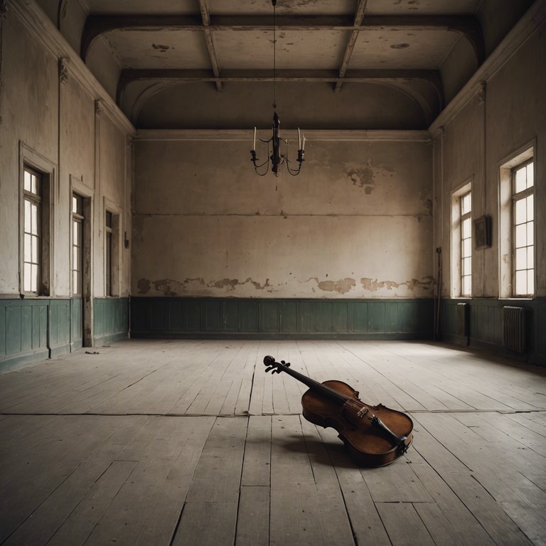 A solitary violin brings life to a forgotten dance hall, weaving through memories and shadows, creating a haunting yet beautiful soundscape of loneliness and bittersweet reminiscence.