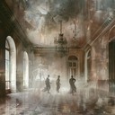 wistful echoes of memories in dimly lit ballroom