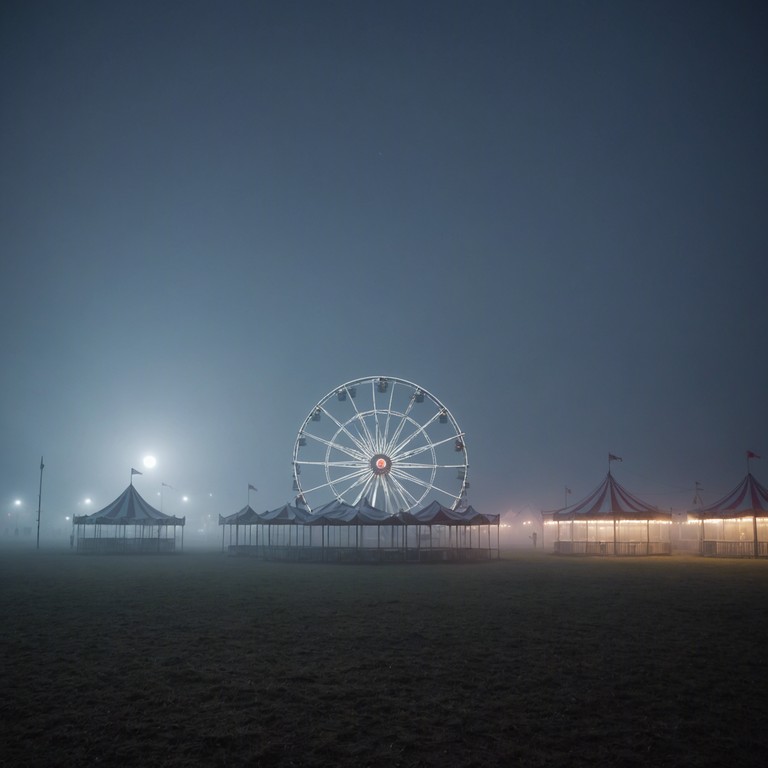 Imagine an old, empty carnival where ghostly melodies reverberate through the rusting rides, evoking a haunting presence that fills the eerie silence.