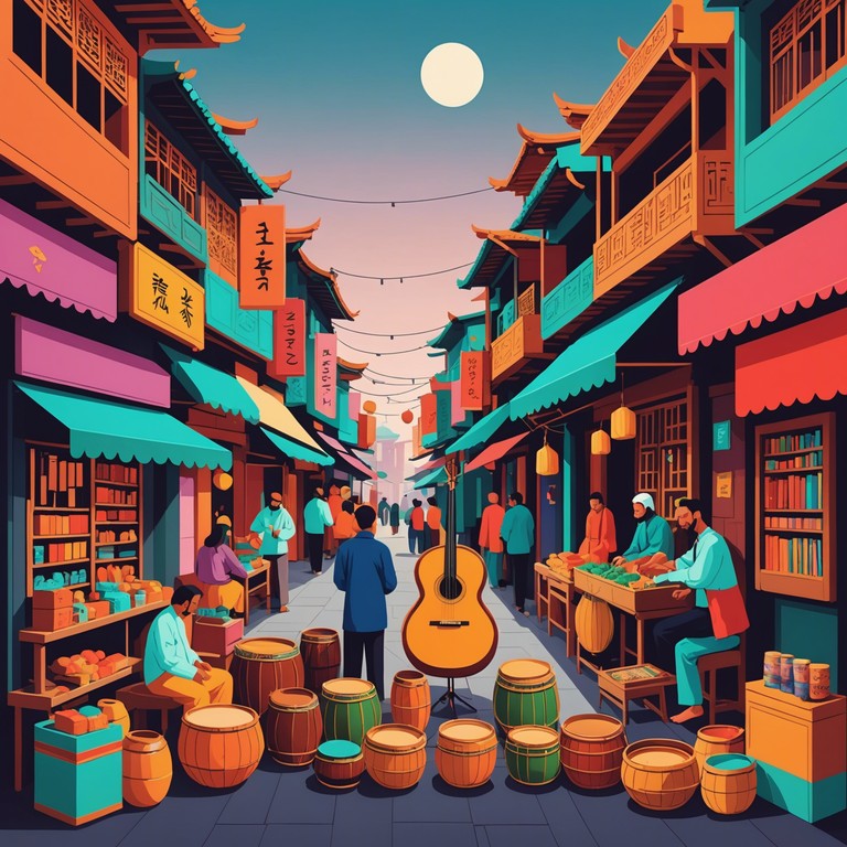 This track captures a whimsical exploration through eastern landscapes, incorporating traditional instruments and modern ambient textures to create an ethereal, soothing auditory experience. The music sways like a gentle voyage across serene mountains and bustling marketplaces, embodying the spirit of both ancient and contemporary eastern cultures.